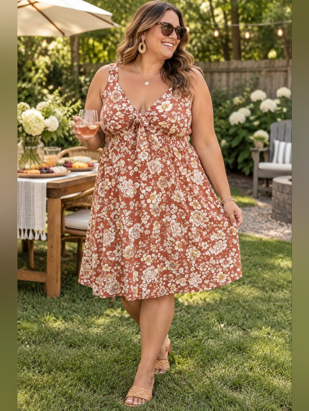 Torrid Sleeveless Tie-front V-neck Floral Dress Feminine Resortwear Women's 2X